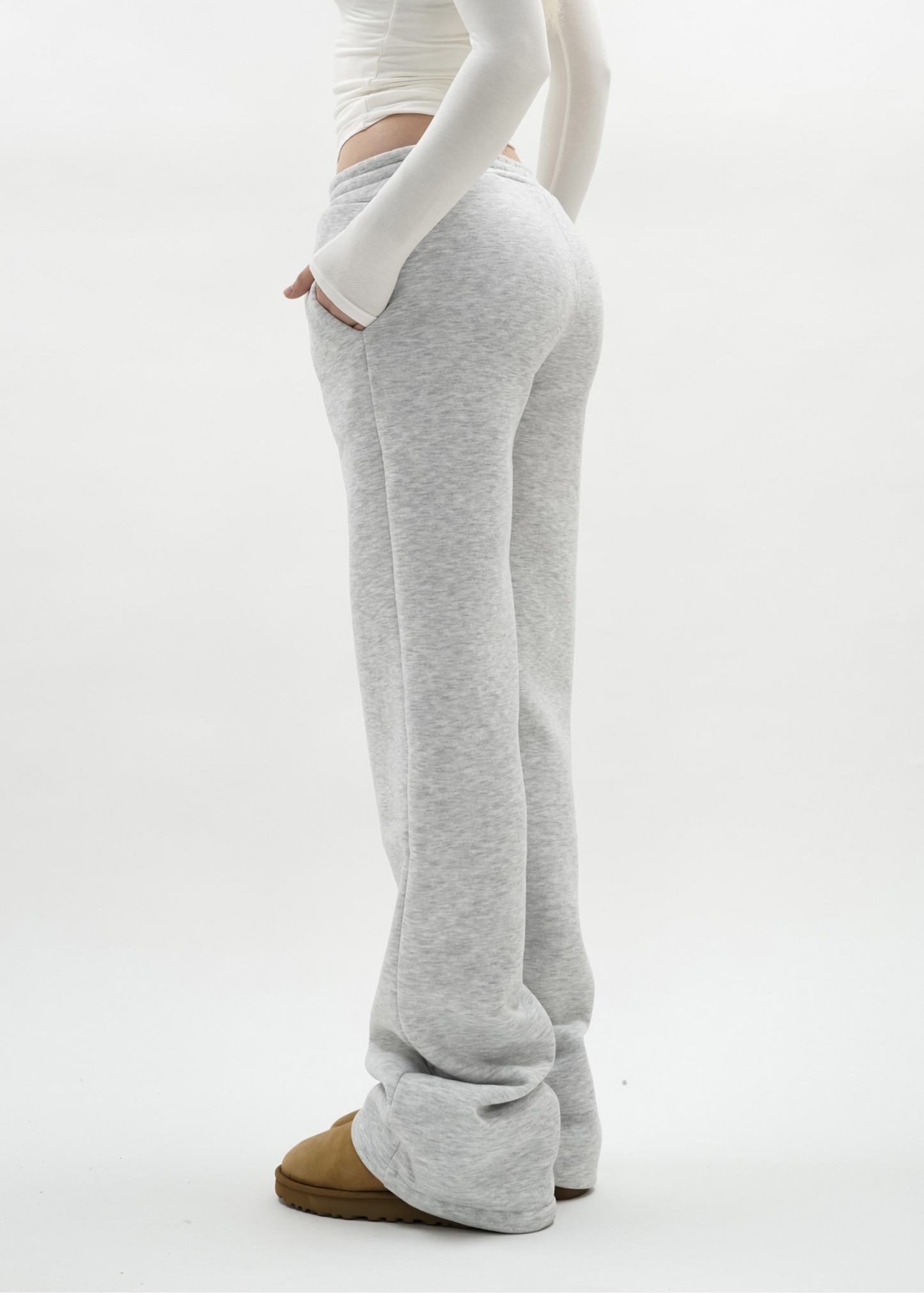 Low/mid waist jogger pants light grey melange (tall)