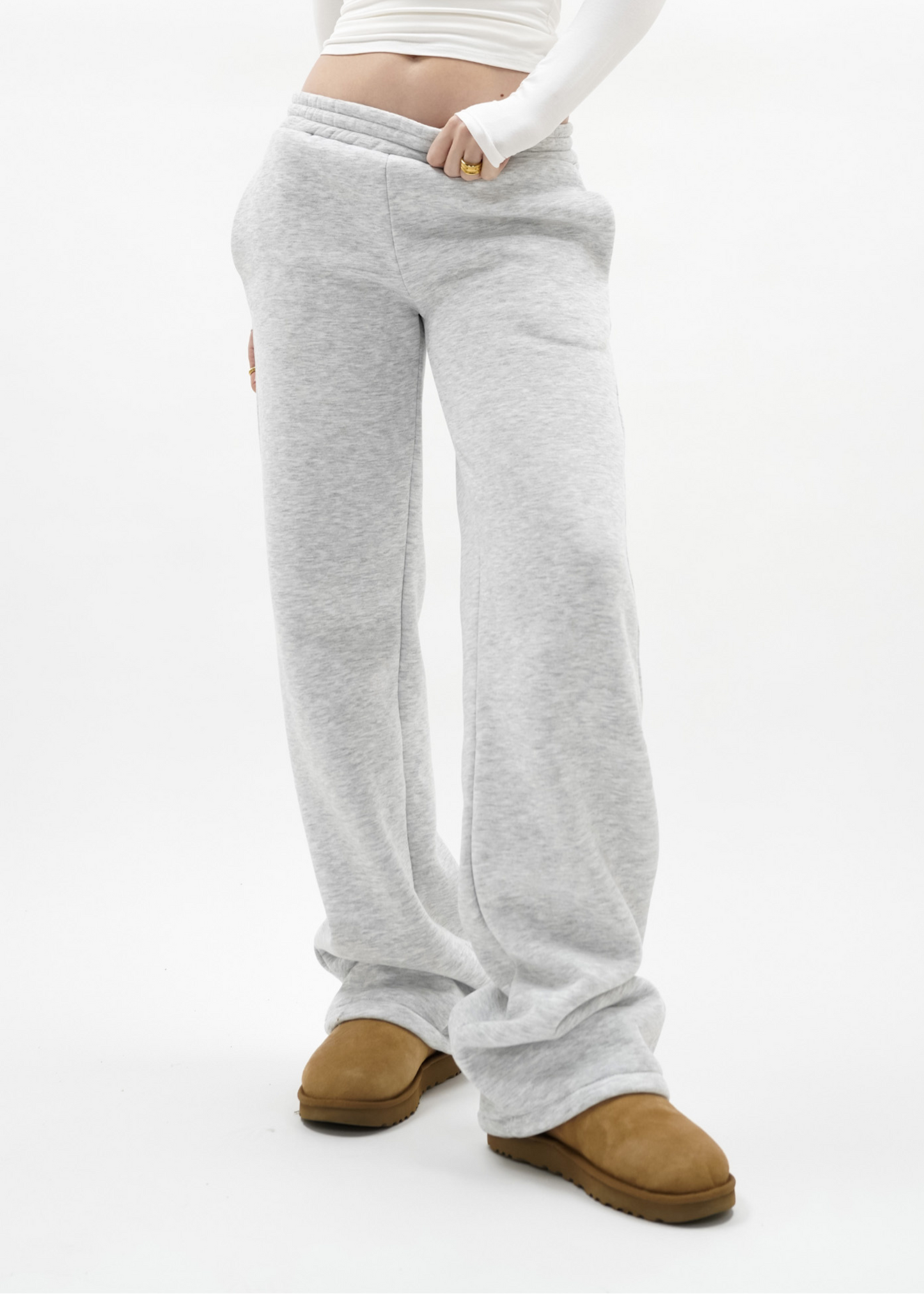 Low/mid waist jogger pants light grey melange (tall)