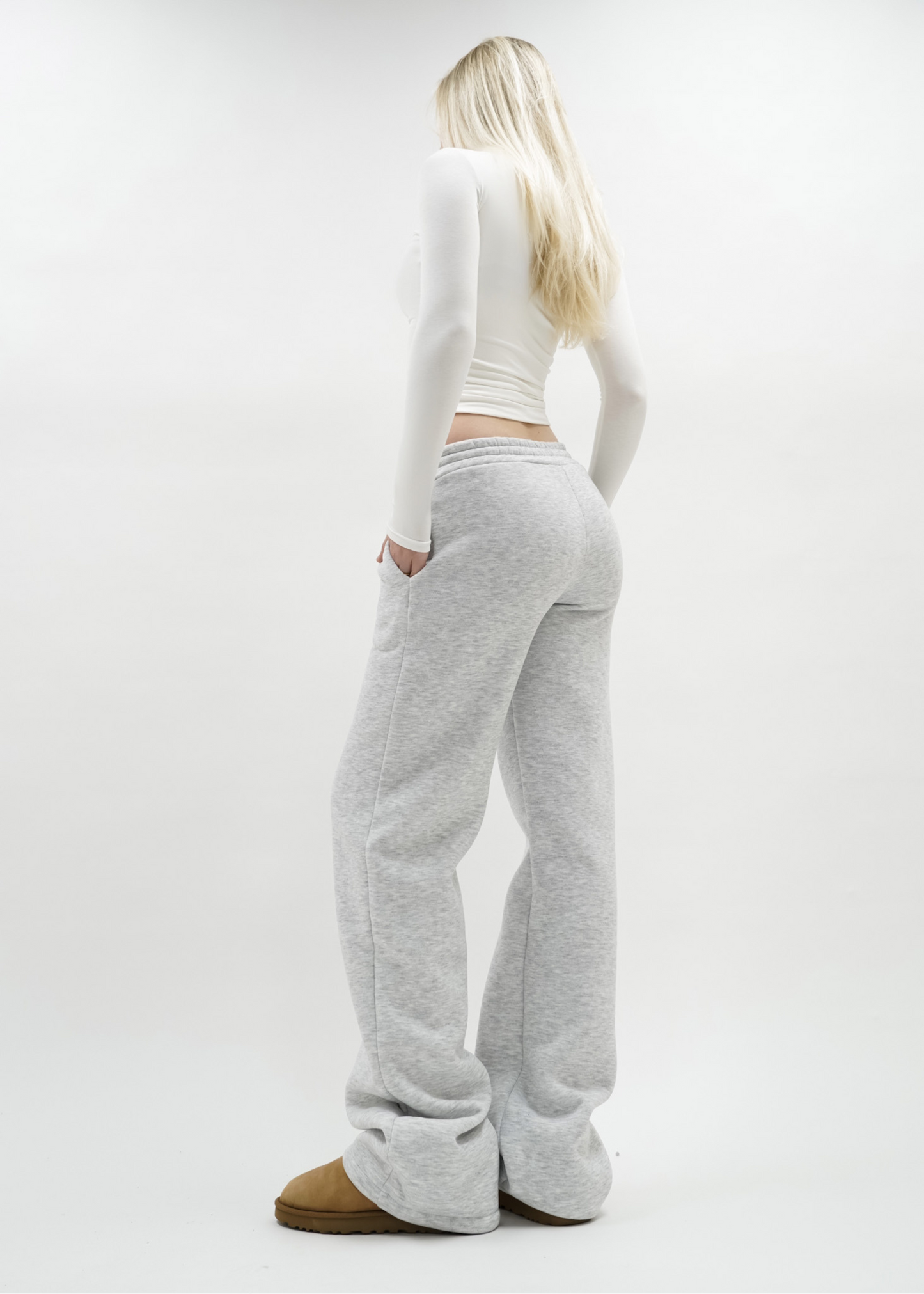 Low/mid waist jogger pants light grey melange (tall)