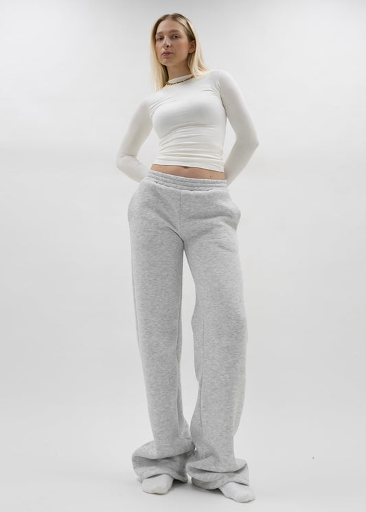 Low/mid waist jogger pants light grey melange (tall)