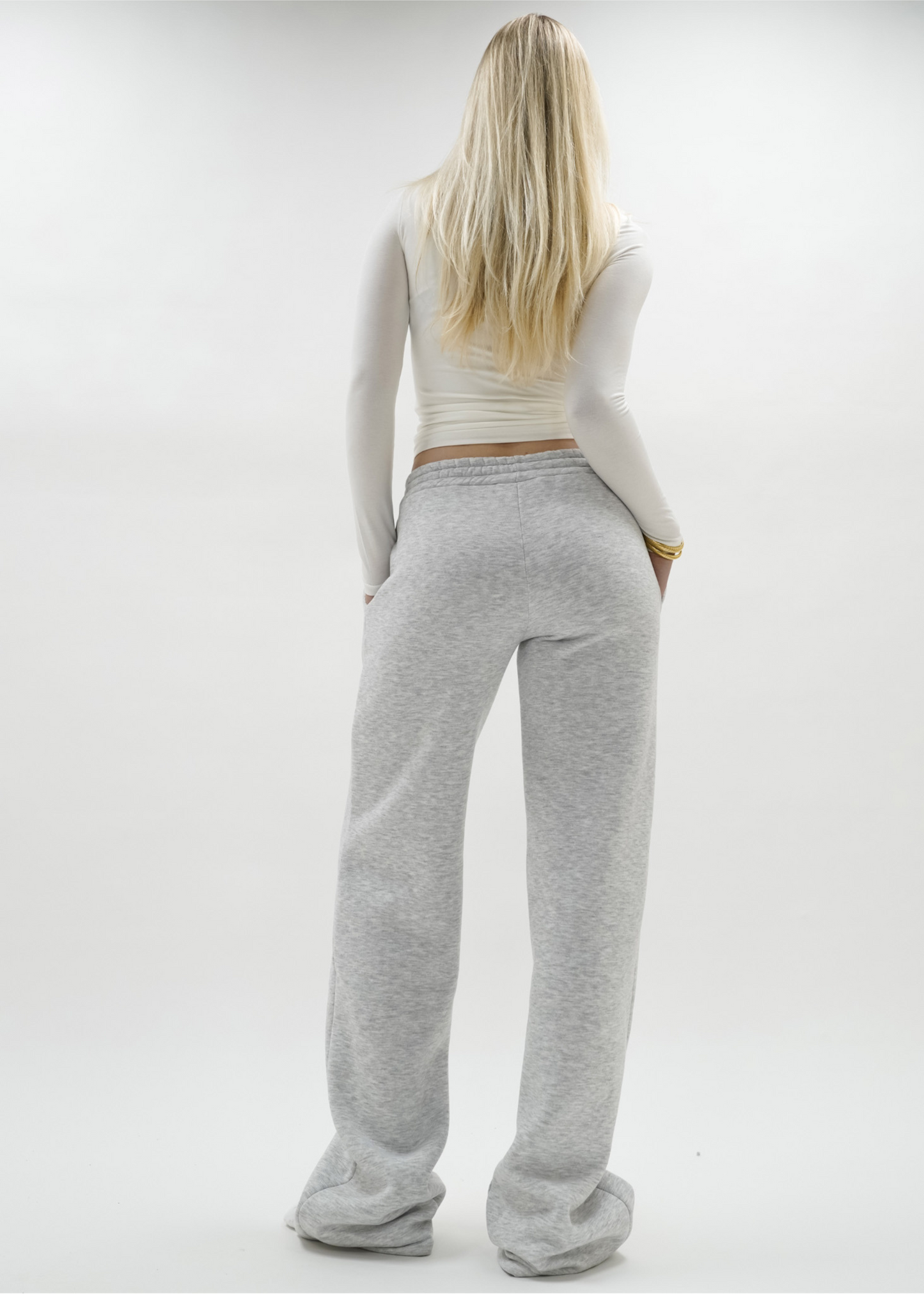 Low/mid waist jogger pants light grey melange (tall)