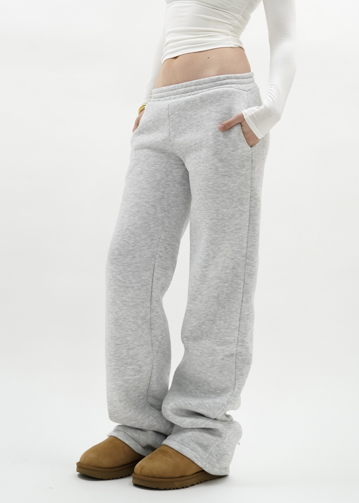 Low/mid waist jogger pants light grey melange (tall)