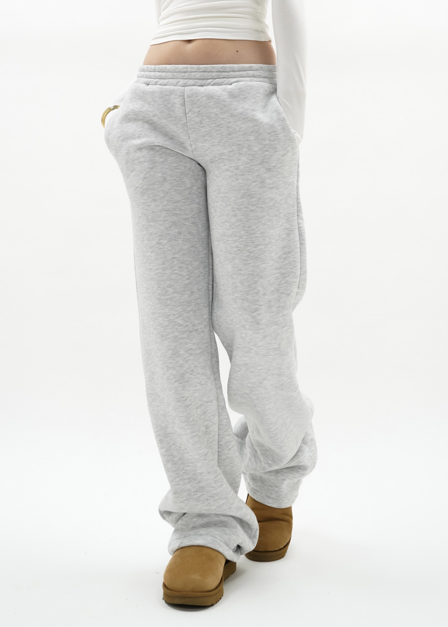 Low/mid waist jogger pants light grey melange (tall)