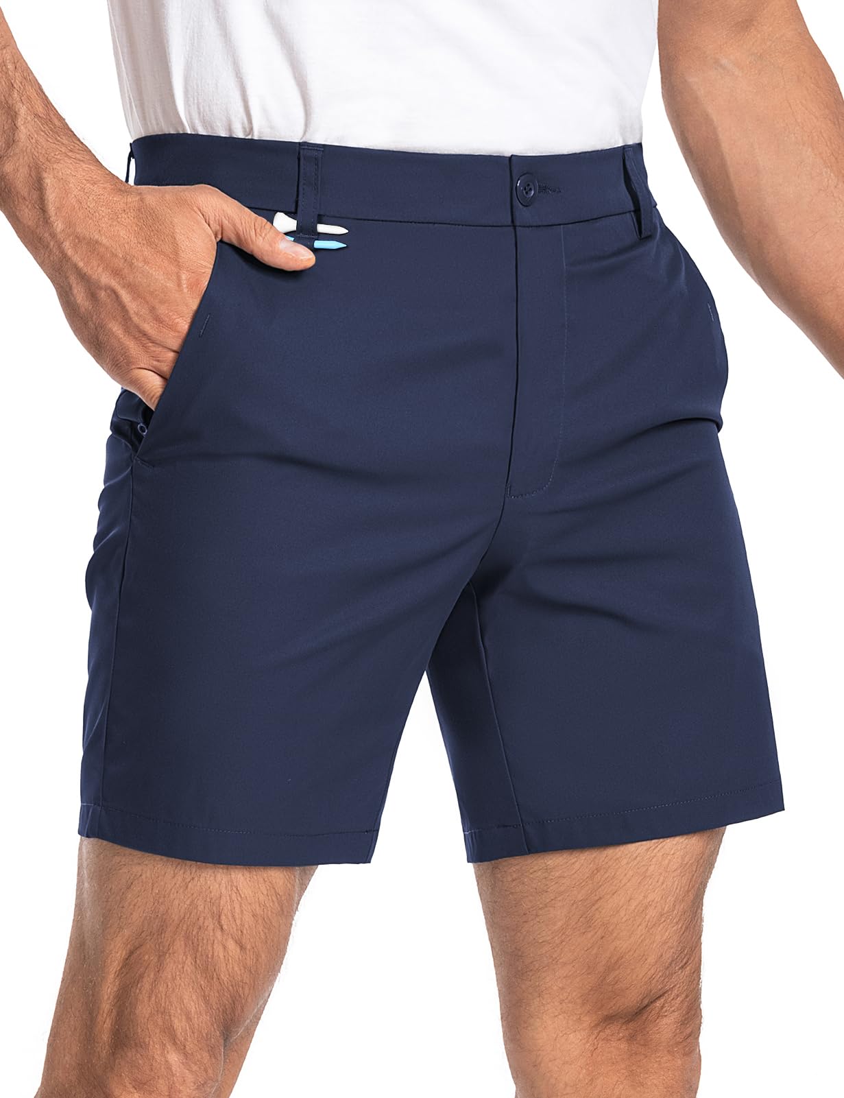 Mens Golf Shorts 7 Inch Inseam, Quick Dry Stretch Casual Lightweight Stretch Flat Front Hybrid Men's Golf Shorts for Men