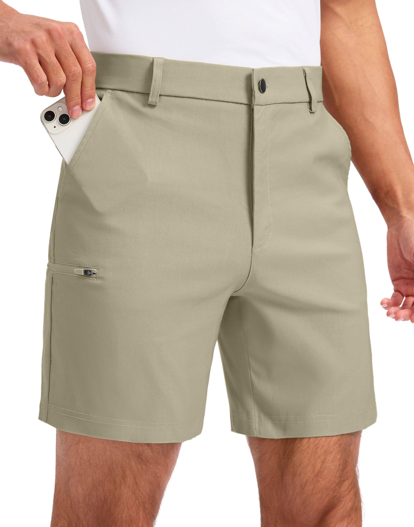 Mens Golf Shorts 7 Inch Inseam, Quick Dry Stretch Casual Lightweight Stretch Flat Front Hybrid Men's Golf Shorts for Men