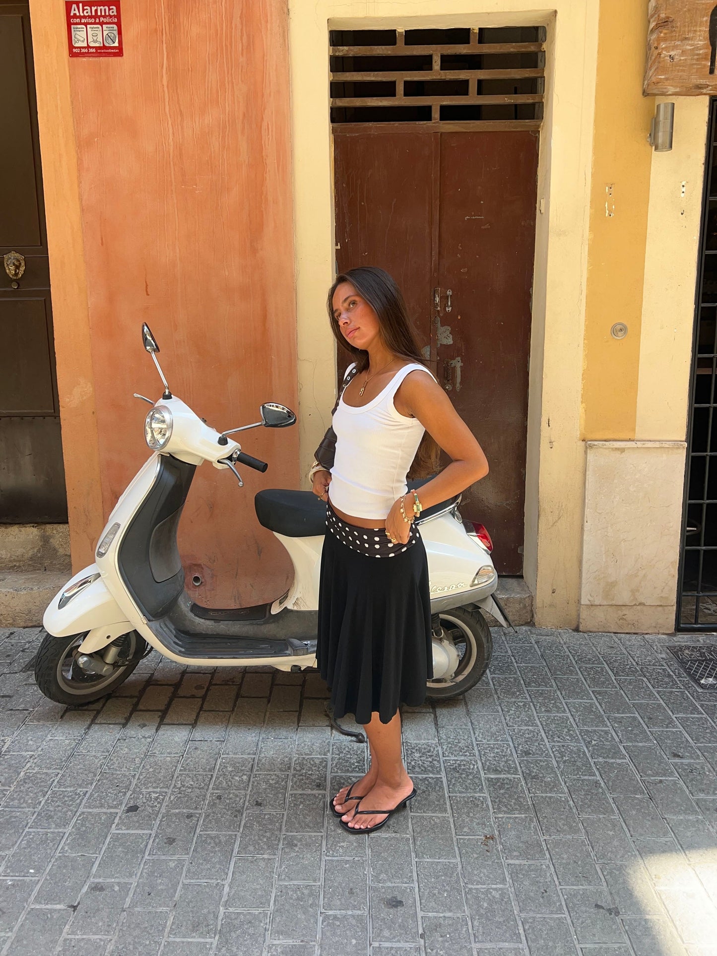 Simone midi skirt with polka dots - Black/white