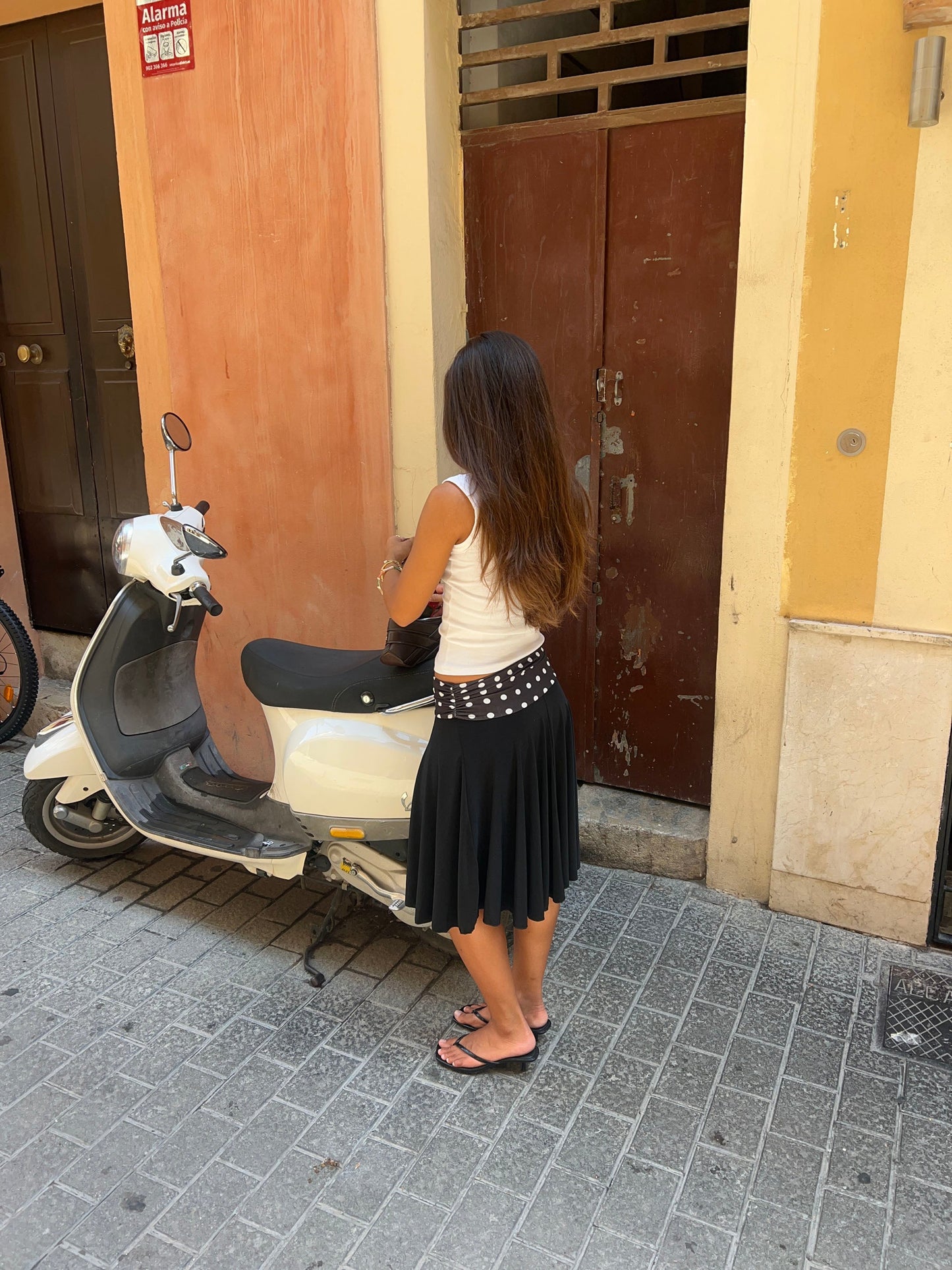 Simone midi skirt with polka dots - Black/white