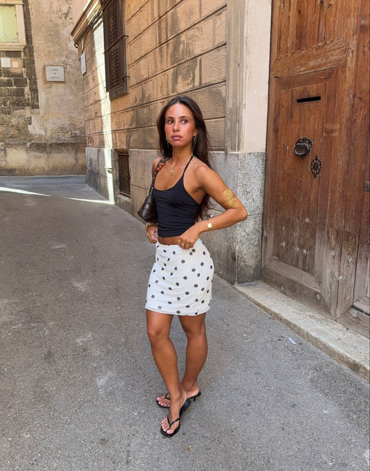 Fie skirt in mesh with polka dots - White/black