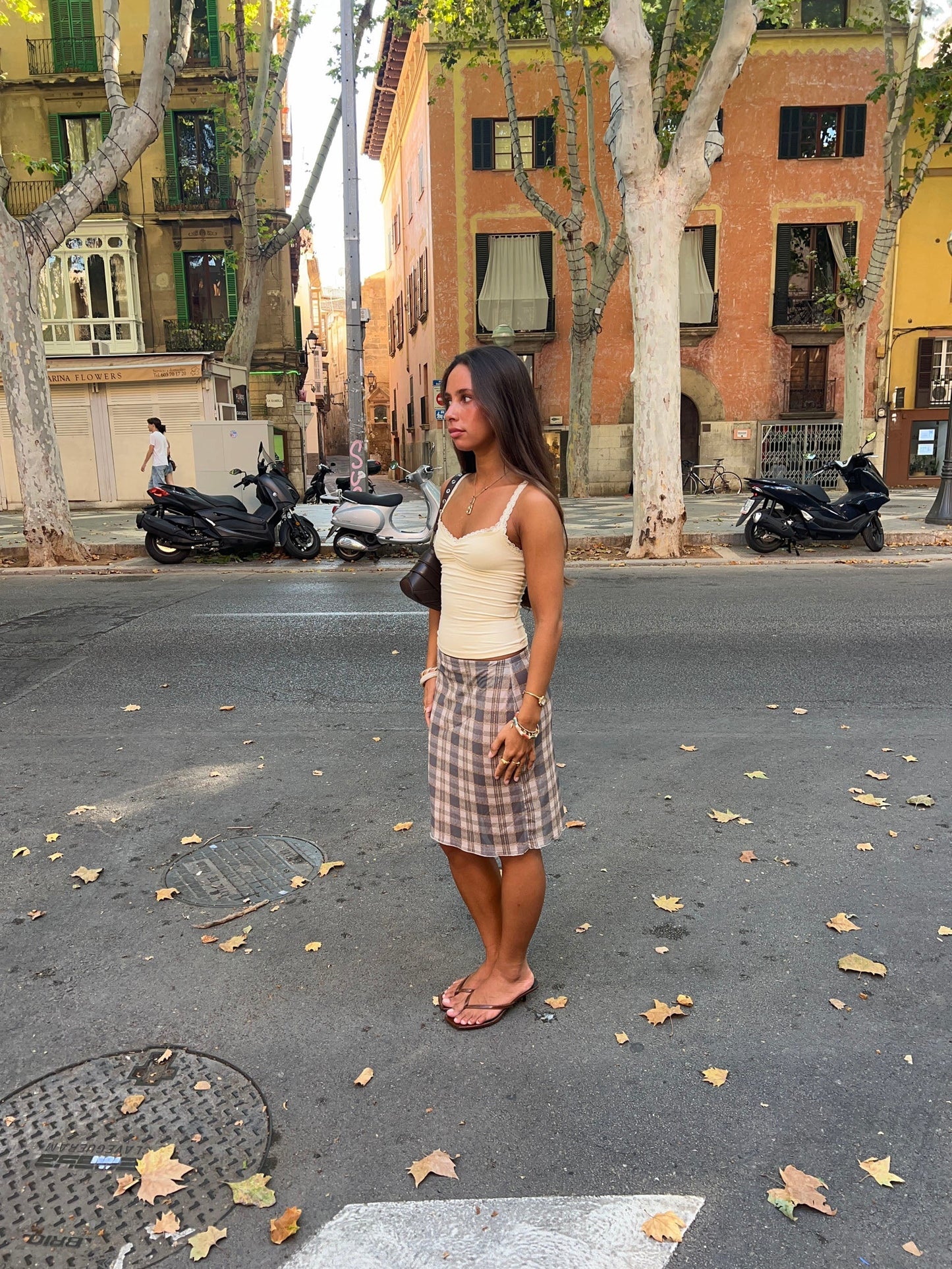 Daniela mesh skirt with checkers – Blue/white