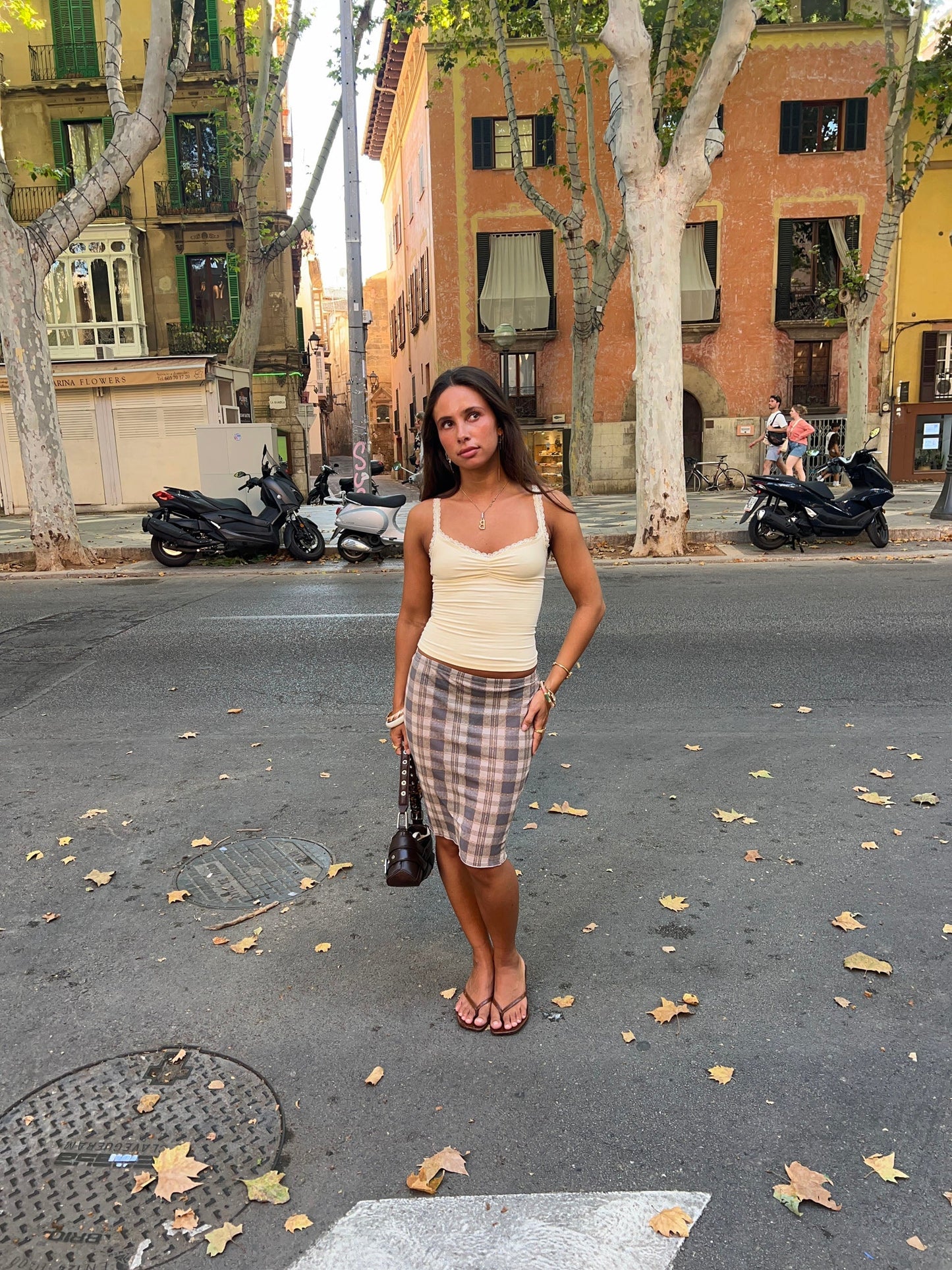 Daniela mesh skirt with checkers – Blue/white