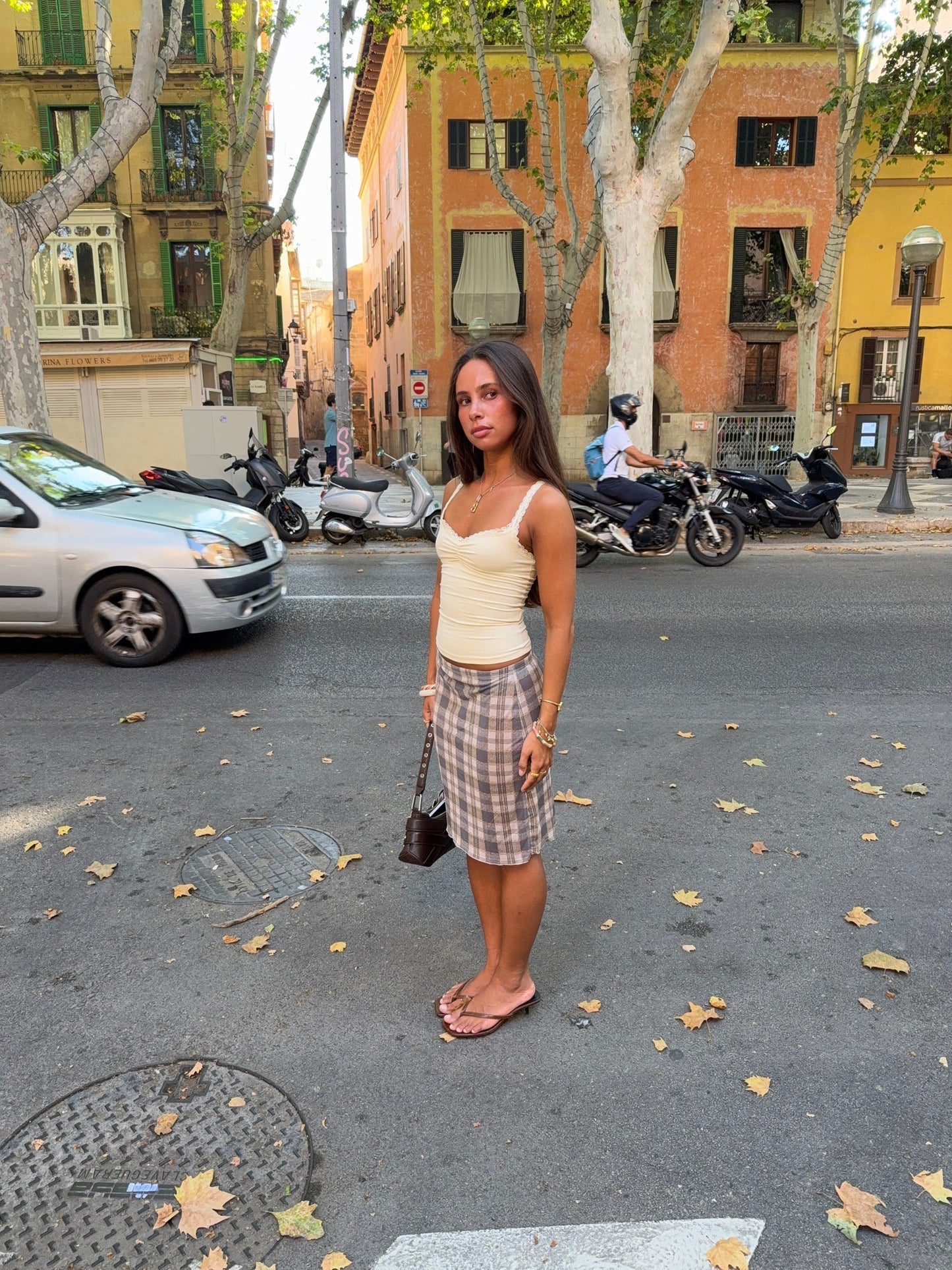 Daniela mesh skirt with checkers – Blue/white