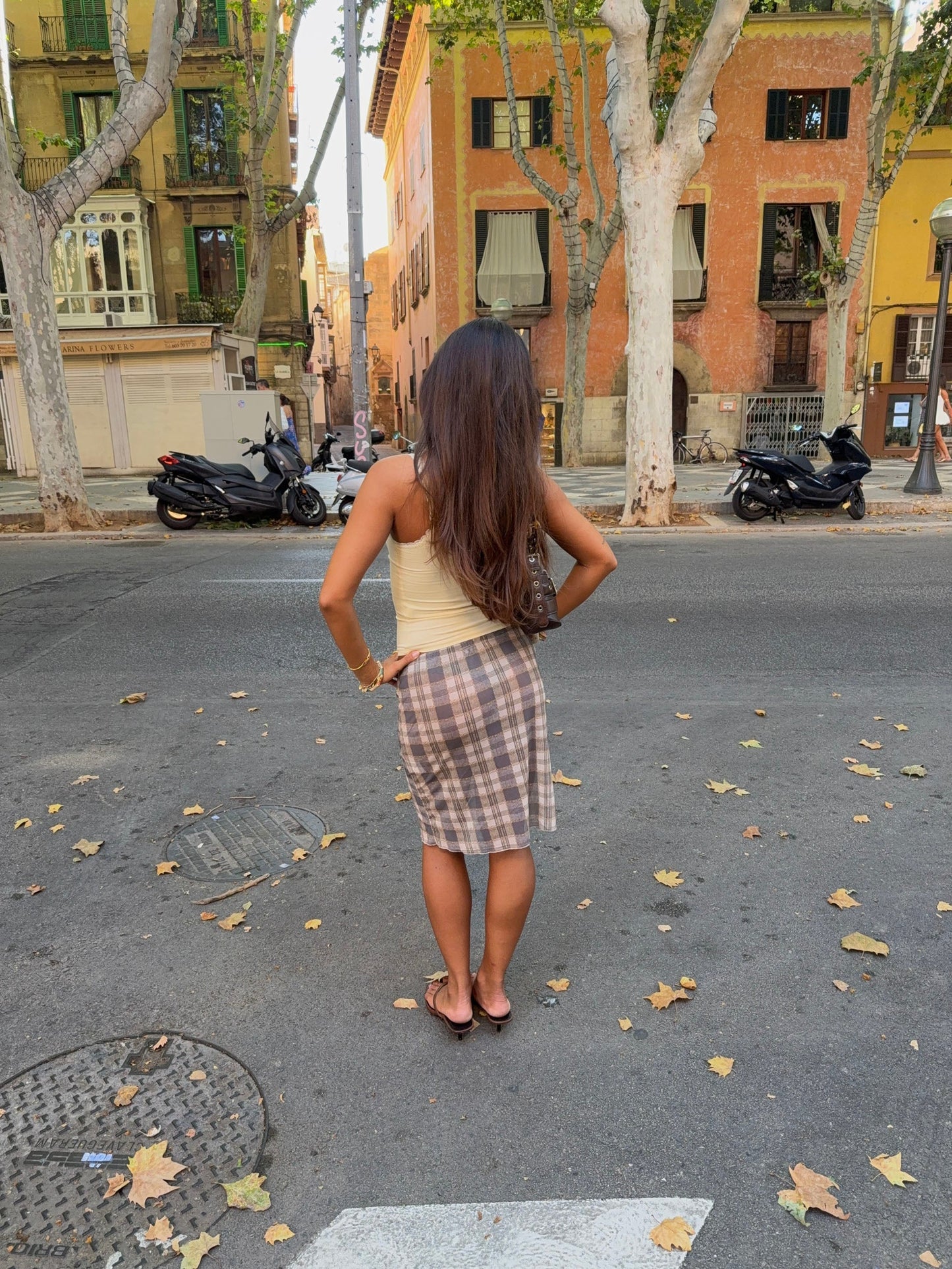 Daniela mesh skirt with checkers – Blue/white